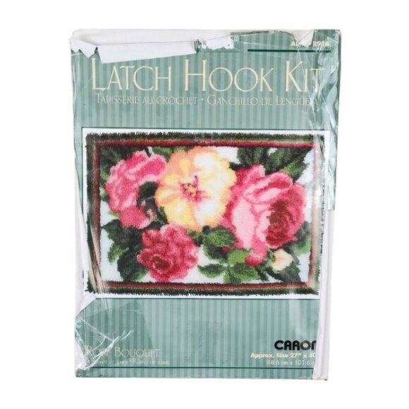 Caron Other - Vintage Caron Latch Hook Kit R916 Rose Bouquet Complete Cottagecore